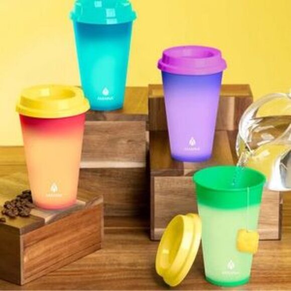 New Sealed Manna 12-Pack 16oz Hot Colour Changing To-Go Reusable Tumblers, Cups - Picture 2 of 6